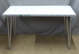 Five folding trestle tables, length 120cm