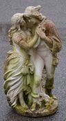 Garden statue of a courting couple, height 72cm