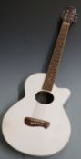 Adam Black semi acoustic guitar, reg no 025622, fitted with six steel strings, in white finish