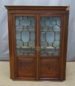 Georgian astragal glazed mahogany corner cupboard, W99 x H124cm