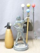 Retro figural companion set, height 51cm and a soda siphon