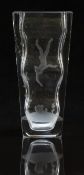 Vicke Lindstrand for Orrefors 1930's Pearl Diver glass vase with engraved decoration, signed to
