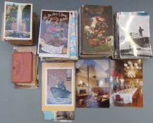 Quantity of postcards to include Tuck's, Italy, shipping, cat with squeak, packs of views, studio