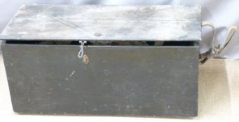 Black painted travelling or similar box, W83 x D37 x H38cm