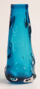Whitefriars Knobbly glass vase in kingfisher blue, 23.5cm tall.