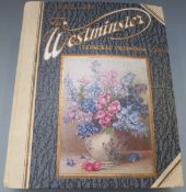 1938 Westminster album scrap book including cats, flowers, dog, cottages, etc.