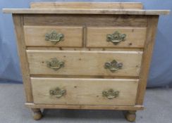 Pine chest of two over two drawers, W85 x D40 x H76cm