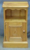Pine bedside cabinet, W37 x D28 x H64cm