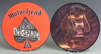 Motorhead twelve inch picture discs - Ace Of Spades (PDWGAF 101) and Orgasmatron (41029 P) both