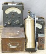 A quantity of collectables including AVO meters, pyrene extinguisher, decanter, cloisonne chopsticks