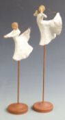 Two Willow Tree Demdaco fairies on stands, tallest 45cm