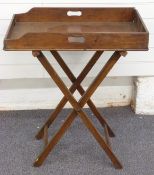 19thC mahogany butler's tray on stand, W73 x D48 x H85cm