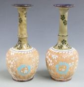Pair of Doulton Lambeth vases, H 23cm