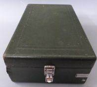 HMV portable wind up gramophone in green case
