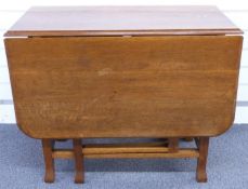 19thC or early 20thC oak drop leaf table, W92 x maxL140 minL52, H73cm