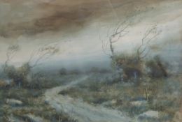 John Ford Sargent 20thC watercolour windswept landscape, signed lower left, 33 x 49cm, framed and