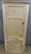 Pine two door corner cupboard, W 81 x H 171cm