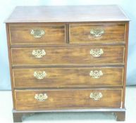 19thC mahogany chest of two over three graduated drawers, W94 x D54 x H88cm