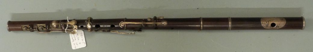 Thomas Prowse Junior c1835 flute, probably cocus wood, with eight silver keys. Thomas Prowse