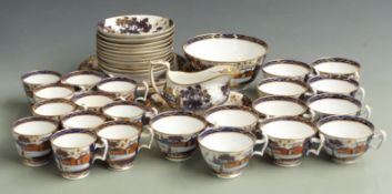 Approximately 36 pieces of early 19thC Newhall pottery tea ware with gilt decoration