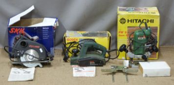 Hitachi FM8 router, Bosch sander and a Skil saw