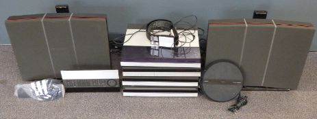 Bang & Olufsen sound system comprising Beogram 5500 turntable, Beomaster 5500, type 6513 speakers,
