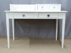 Painted two drawer desk/dressing table, W 120 x D 64 x H95cm
