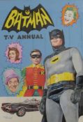 Walt Howarth watercolour of the Batman T.V Annual, possibly a pre-production prototype, 41x29cm