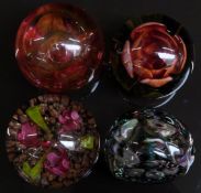 Four limited edition glass paperweights comprising Selkirk Peter Holmes Minares 35/350, Selkirk