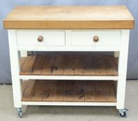 Painted butcher's block kitchen unit, W106 x D52 x H90cm