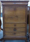 Continental 19th century secretaire a abattant, having drawer above fall flap opening to reveal