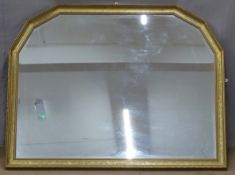 Bevelled edge gilt frame overmantel mirror, overall size 103 x 133cm