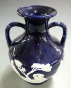 19thC pottery Portland Vase with relief decoration, H 26cm
