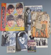 Mainly Beatles bubble gum cards, scrapbook, sheet music, scrap book and newspaper cuttings etc