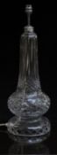 Waterford Crystal cut glass lamp base marked to base, 55cm tall.