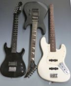 Three various electric guitars for spares or repair, to include Series by Bently, Encore etc