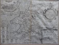 John Speed 17thC map of Penbrokshyre (Pembrokeshire), 39 x 52cm