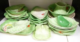 Quantity of green leaf salad ware including Beswick, Crown Devon, Carlton ware etc