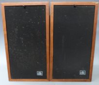 A pair of DLK model 1 speakers in teak effect cabinets, serial no. 25980 and 25545