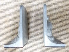 Cast metal bookends decorated with ships, height 15cm