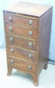 Victorian mahogany collector's chest of five graduated drawers, W 39.5 D 35 x H 83cm