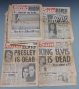 Collection of Elvis interest newspapers relating to his death in 1977