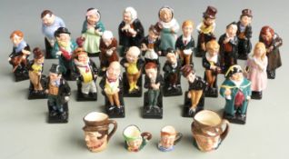 Twenty four Royal Doulton Dickens figures and four small character jugs, tallest 11cm