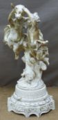 Plaster figure of two putti flying, H55cm