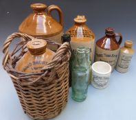 Stoneware flagons and jars including Stroud Brewery, F.E.Ball & Son, Buckwell End, Wellingborough,