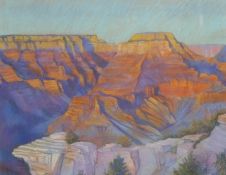 Andrew Quelch (b 1969) pastel landscape of the Grand Canyon, initialled lower right, 39 x 49cm