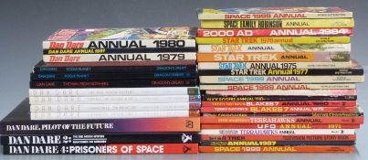 Thirty-five sci-fi annuals including Dan Dare, Star Trek, 2000 AD, Space 1999, Terrahawks, UFO,