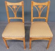 Pair of inlaid oak Arts & Crafts style chairs