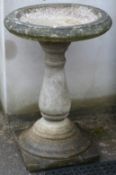 Garden bird bath with baluster column support, height 74cm