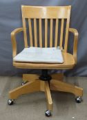 Beech or similar captain's desk chair
